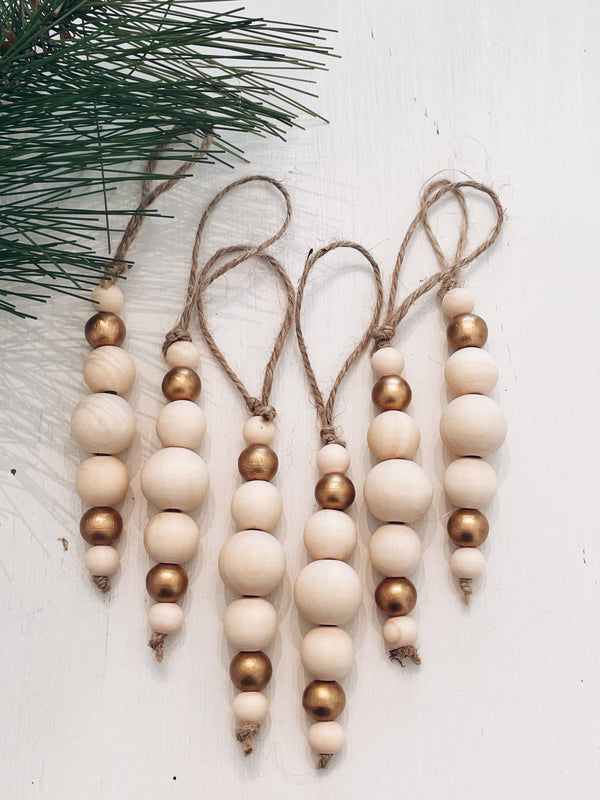 Natural and Gold Bead Ornament