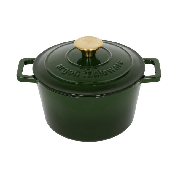 Round Cast Iron Casserole Dish - 2.8L: Green