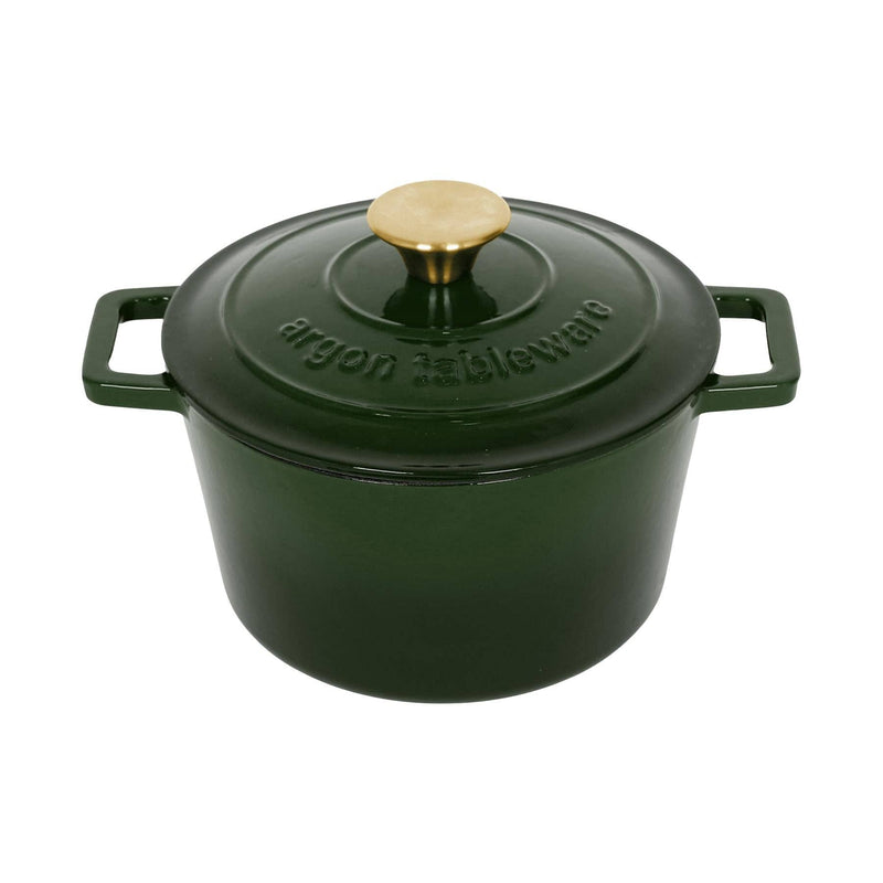 Round Cast Iron Casserole Dish - 2.8L: Green