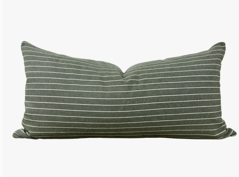Olive Green Horizontal Stripe Pillow
