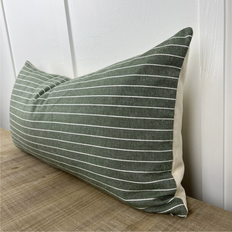 Olive Green Horizontal Stripe Pillow