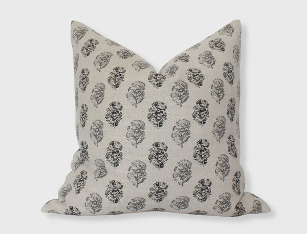 Charcoal Floral Throw Pillow