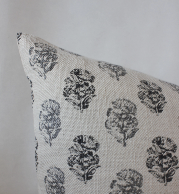 Charcoal Floral Throw Pillow