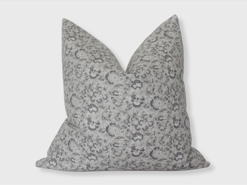 Greige Floral Throw Pillow