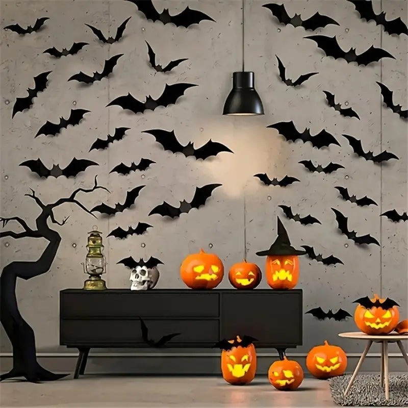 60 PCS 3D Wall Batts for Halloween Decoration