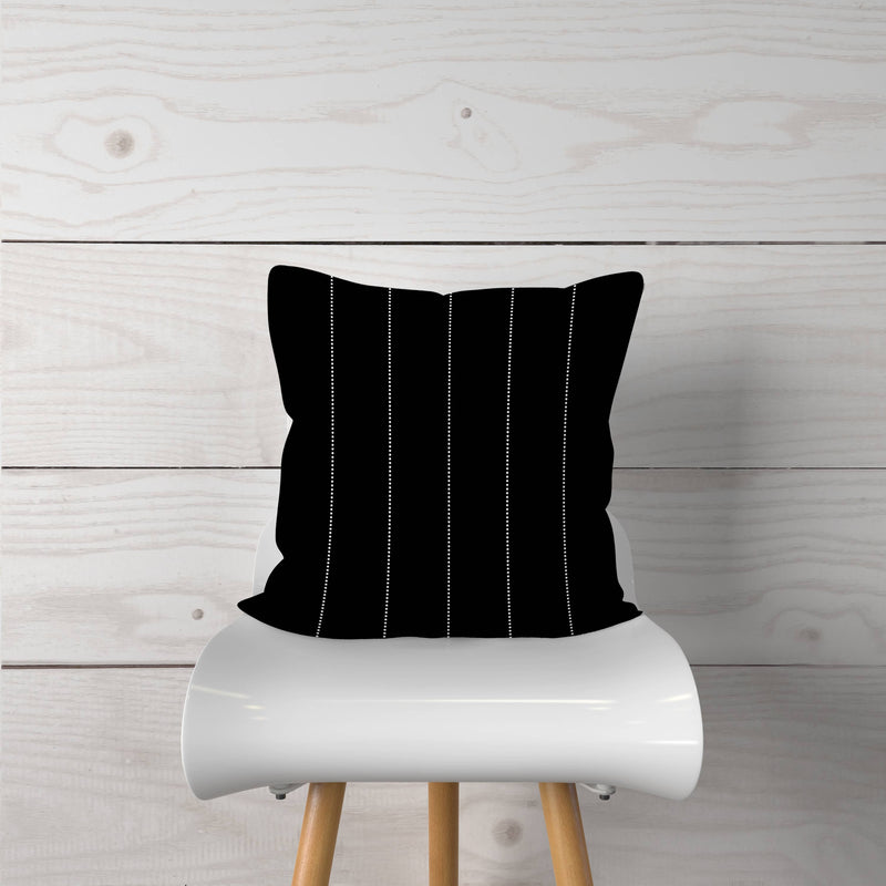 Black with White Dot Stripes-Pillow Cover