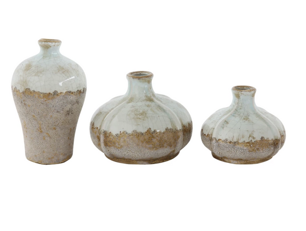 Round Terra-cotta Vases, Distressed Finish
