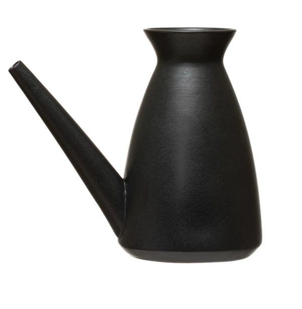 Stoneware Watering Can with Reactive Glaze, Black