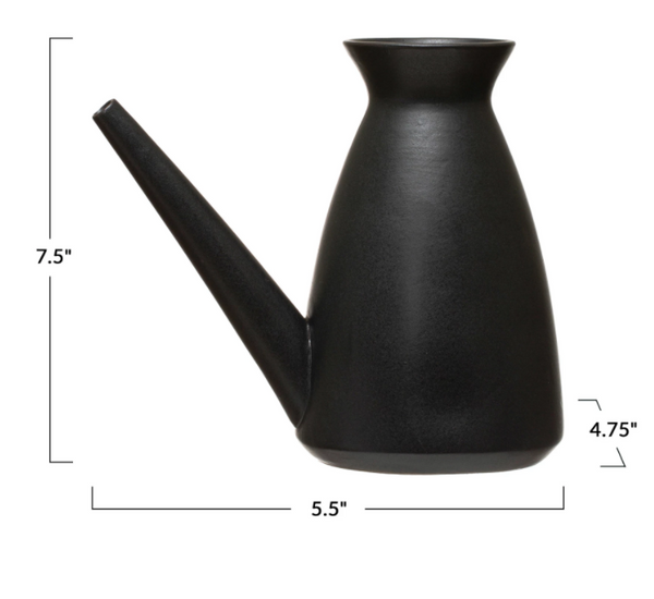 Stoneware Watering Can with Reactive Glaze, Black