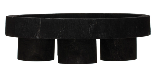 Decorative Black Paulownia Wood Footed Tray