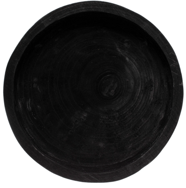 Decorative Black Paulownia Wood Footed Tray