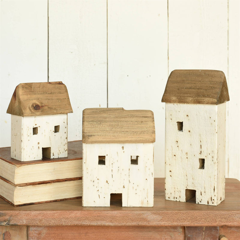 iDESIGN Wood Cottages, Set of 3 - Natural Wood