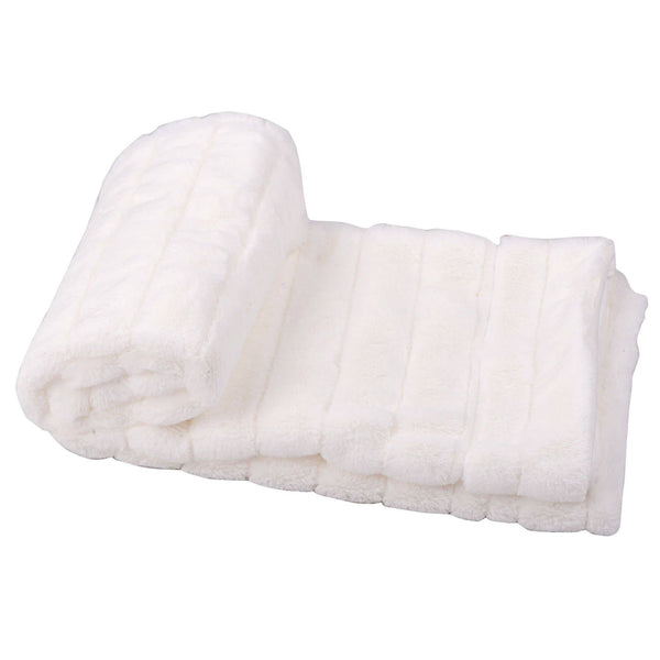 Soft Ribbed Plush Throw Blanket