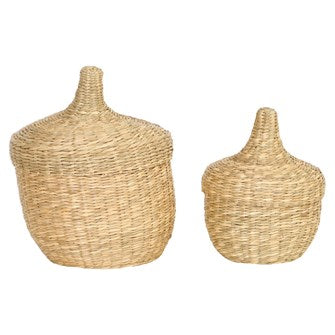 Hand-Woven Seagrass Baskets w/ Lids